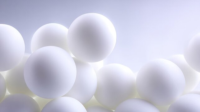 Spherical Harmony: An artistic composition of pristine, perfectly spherical forms floats in a sea of soft light, evoking a sense of balance and purity. 