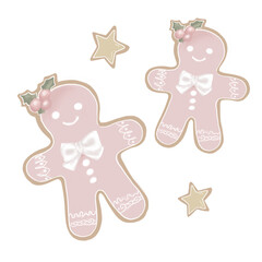 pink gingerbreads png decoration for christmas