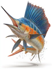 Marlin fish isolated on white background