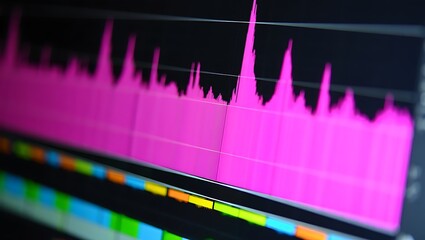Professional video editing software interface displaying audio waveforms, timeline layers, and multimedia tracks on a computer screen. Ideal for cinematography, digital production, content creation.