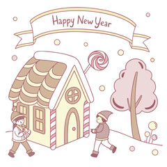 Whimsical new year s celebration illustration with festive elements