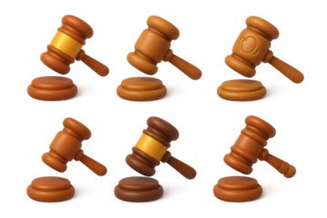 Cartoon gavel icons collection for legal and justice-themed designs