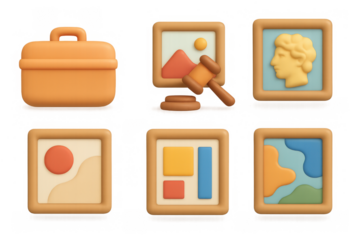 Minimalist art icon set featuring classic and modern artistic designs for creative projects