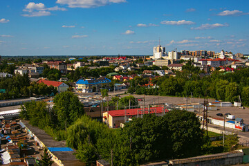 Fototapeta premium View from the top of Lubart’s main tower overlooking the city of Lutsk, Ukraine