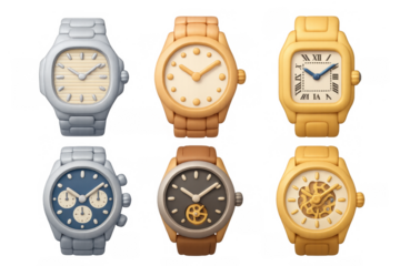 Cartoon watch icon set – colorful illustrations for design and branding projects