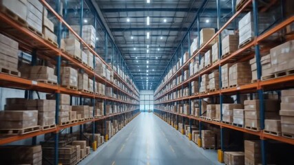 Modern Warehouse Visualization: Logistics Automation and Supply Chain Efficiency. 4k video - Powered by Adobe