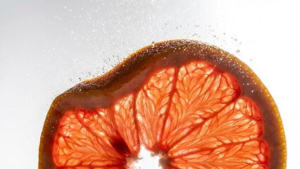 Fresh Citrus Slice with Juice Splash on White Background