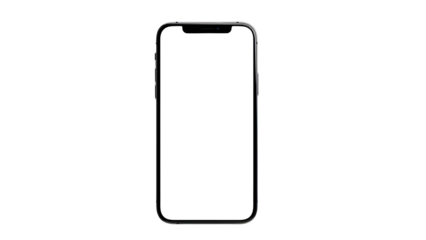 Modern smartphone outline with a blank white screen, ideal for app UI/UX design mockups and technology presentations, isolated on a clean background.