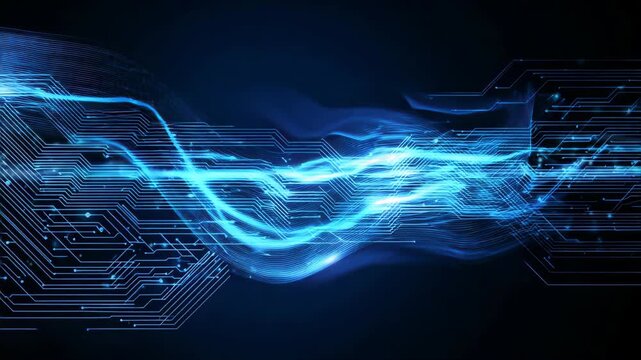 Quantum computer technologies concept. Futuristic blue circuit board background vector. Modern technology circuit board texture background design