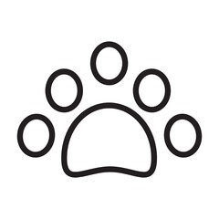 cat footprint icon in black line style