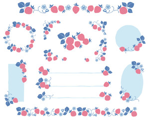 レトロ風のシンプルでポップなイチゴのあしらいセット