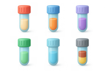 Colorful laboratory test tubes with liquid content for scientific illustrations and educational design