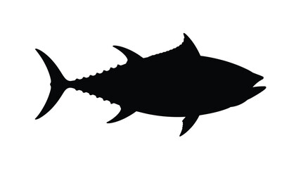 Simple black silhouette illustration of a tuna fish against a clean white background