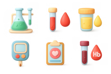 Medical test icons collection for health and laboratory design projects