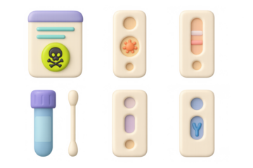 Colorful test icons set for medical and laboratory design projects