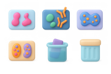 Colorful abstract bacteria icons for medical and educational design