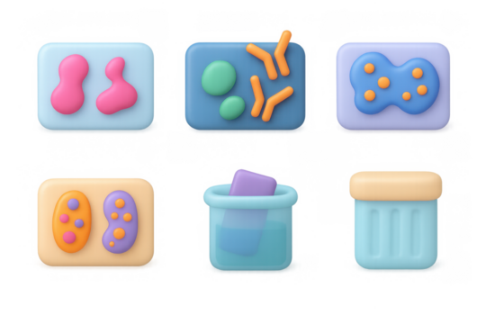 Colorful abstract bacteria icons for medical and educational design - Powered by Adobe