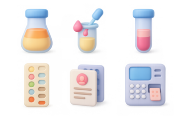 Colorful laboratory icon set for scientific and educational design projects