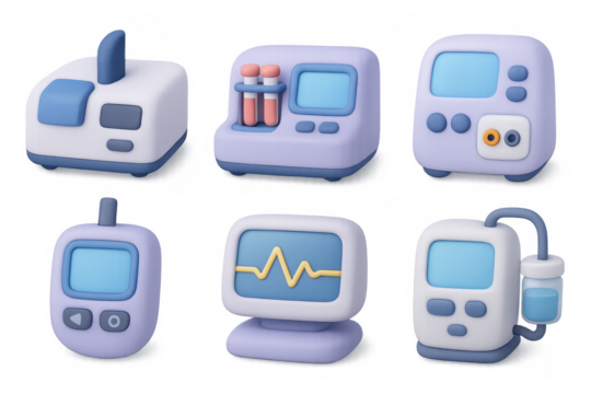 Modern medical device icons collection for healthcare design and communication - Powered by Adobe