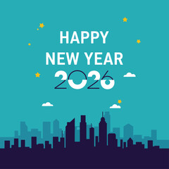 Set of Happy New Year 2026 logo design template with numbers and typography. Trendy minimalist vector illustration. Creative concept for branding, calendar, greeting card, banner, poster