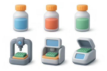 Minimalist lab equipment icon set for scientific and educational design projects