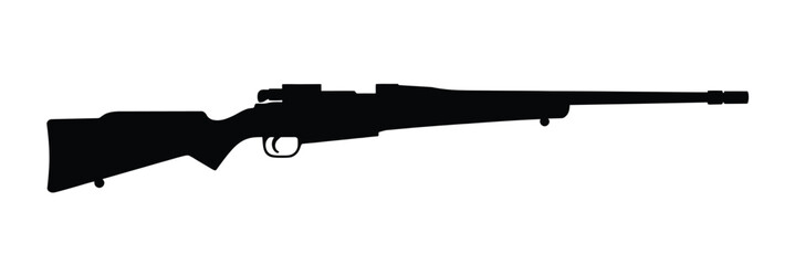 A detailed silhouette representation of a bolt-action rifle, typically used for hunting or target shooting © motiur vector artist