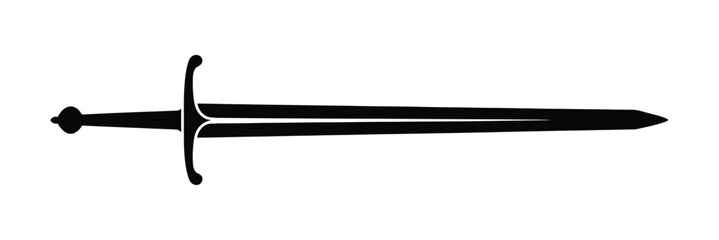 Black silhouette illustration of a longsword or medieval two-handed sword