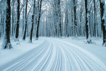 Road in winter forest