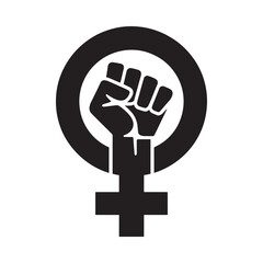 Feminist symbol with raised fist of power