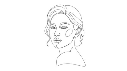 Minimalist line art portrait of a woman with her hair styled up, showcasing her facial features with elegant simplicity.