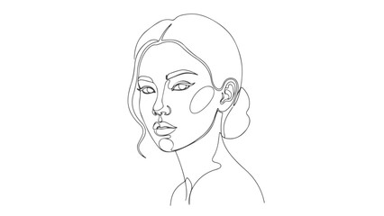 Minimalist continuous line drawing of a woman's face with subtle shading and a thoughtful expression.