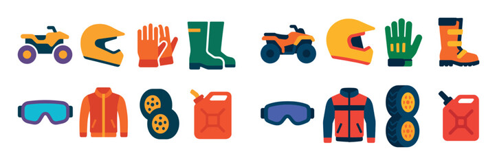 Fototapeta premium Colorful ATV Gear Icons