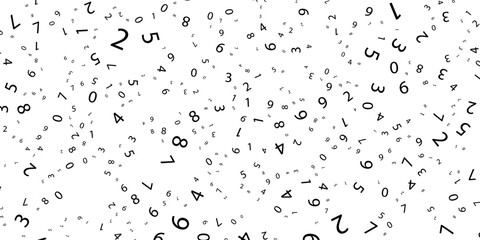 falling colorful messy numbers. math study concept with flying digits. posh back to school mathematics banner on white background. falling numbers vector illustrationeps.10..