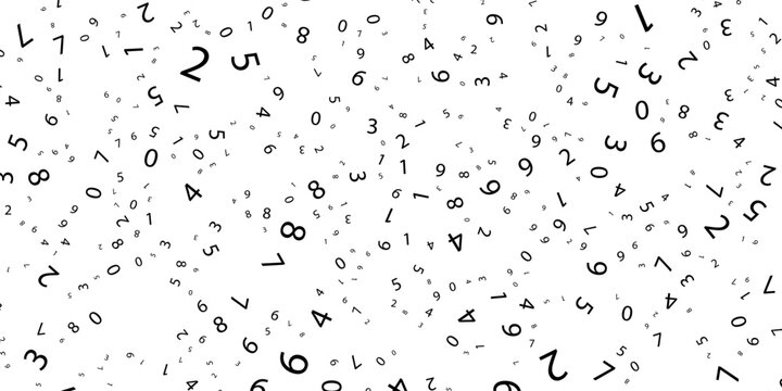 falling colorful messy numbers. math study concept with flying digits. posh back to school mathematics banner on white background. falling numbers vector illustrationeps.10..