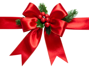 Christmas ribbon bow isolated on transparent background