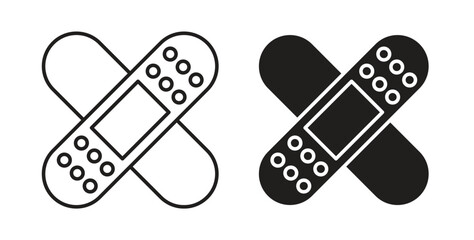 Bandage icons in line designs. solid silhouette style in black