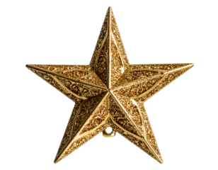 Christmas star ornament isolated on transparent background