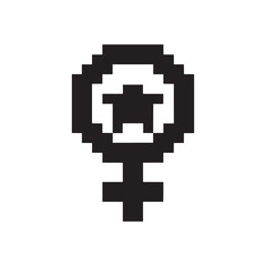 Pixel art female symbol with a star inside