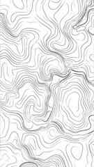 A detailed illustration shows flowing, contour lines creating a topographical map effect, evoking an abstract representation of elevation