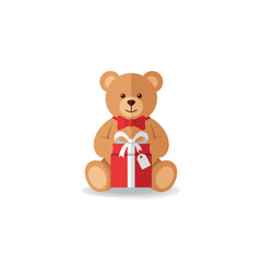 Adorable Teddy Bear Holding a Festive Gift Box