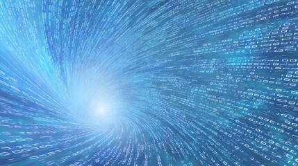 Abstract Digital Data Stream with Binary Code Flowing in a Spiraling Motion Creating a Sense of Speed and Technological Advancement