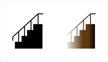 Fototapeta premium stairs_icon set. black silhouette icon of ascending stairs with a handrail, representing elevation, levels, steps, architecture, and upward movement.