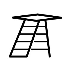 ladder_icon A clean black outline icon of a tall ladder with a flat top platform, symbolizing climbing, construction, progress, elevation, and safety equipment.