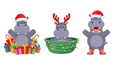 set of christmas elements