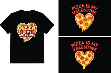 Black t shirt mockup featuring a pizza heart valentine s day graphic design
