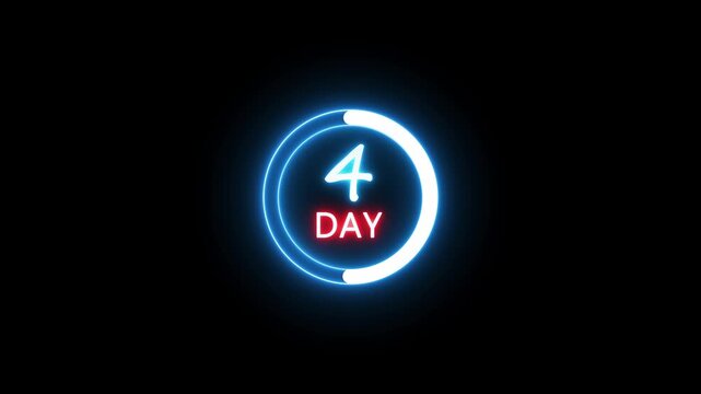 Neon counting 8 day animation.  Counting 8 days to go.  Counting timer number.