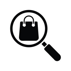 Magnifying glass reveals black shopping bag, indicating a focused search for items