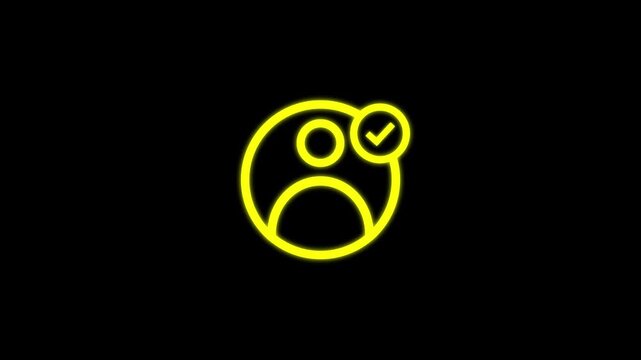 Glowing yellow abstract person icon with a subtle incomplete outer circle, representing identity or user profile, against a dark backdrop