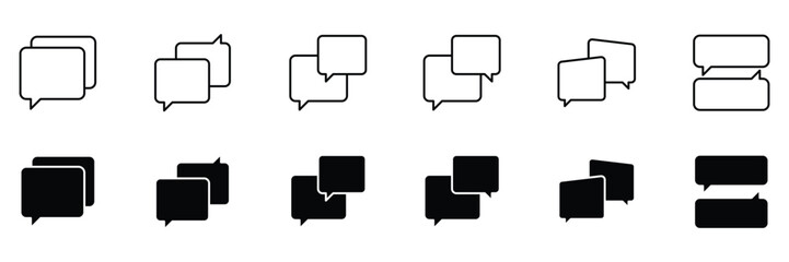 Naklejka premium Speech bubble icon set. Outline and solid icon collection. Message, chat, dialogue icons. Talk bubbles with editable stroke. Cloud speech bubbles collection. Vector illustration.