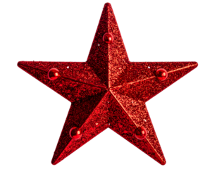 Red Christmas star isolated on transparent background